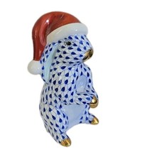 HEREND CHRISTMAS SANTA BUNNY SAPPHIRE BLUE FISHNET RETAIL $435 SCULLY  SCULLY