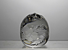 Tutbury Crystal Flowers Etched Cut Glass Paperweight  7cm H