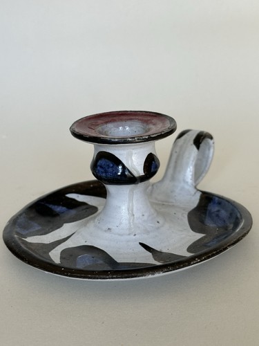 Studio pottery chamberstick - studio,