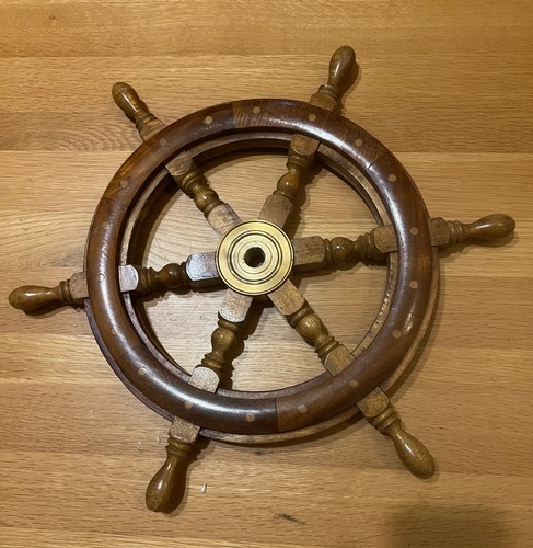 Vintage wooden ship wheel - vintage,