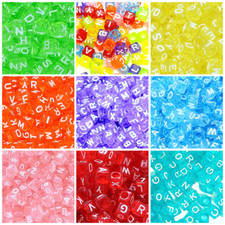 100pcs 6mm cube colourful mixed letters acrylic Alphabet beads DIY Jewellery