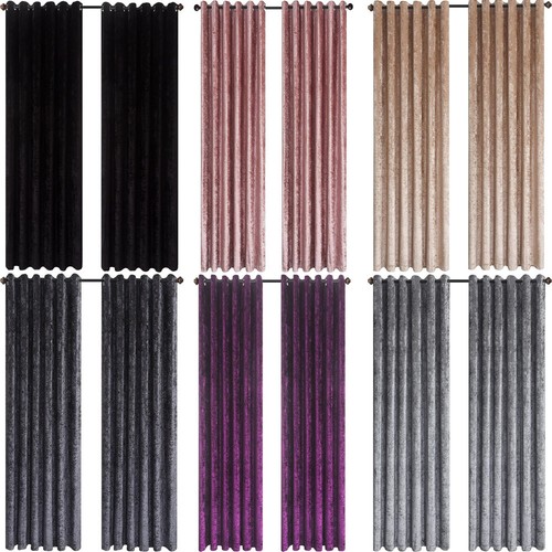 Crushed velvet curtains eyelet - velvet,