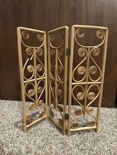 Decorative Table Top Folding Screen Wicker Rattan 13" Tall and 13" Unfolded