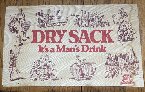 Dry sack sherry wooden sign - dry,