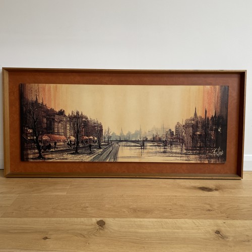Large vintage print - café, quai