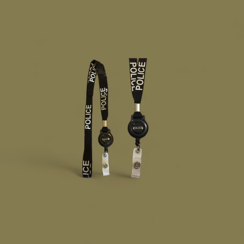 Black police badge reel - black,