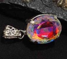 EGL 47.80 Ct+ Natural Mystic Topaz Oval Cut 925 Solid Silver Pendant Gemstone