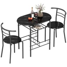 HOMCOM Breakfast Bar Table and Stools Set, Dining Room Set with Shelf, Black