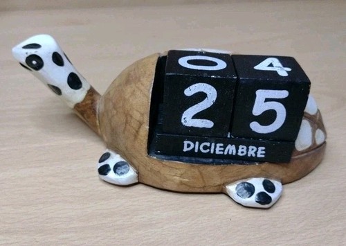Wooden hand painted turtle - painted,