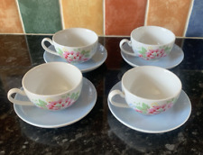 Cups & Saucers x 4 by Cath Kidston White & Blue Floral Pattern