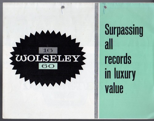Wolseley saloon 1961 62 - saloon, 1961-62