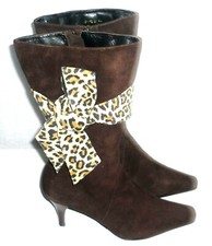 VAN DAL brown suede dressy 3" heel cowboy western line dancing boots UK 4.5