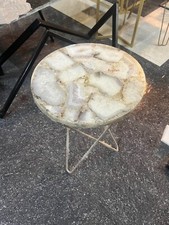 Coffee Table, Table Top, White Gava Round Agate Gemstones Customized Table