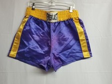 Vintage Everlast Boxing Trunks Medium Purple Gold Satin Shorts Adult Made in USA