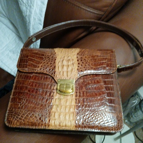 Vintage crocodile skin bag - vintage,
