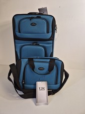 U.S. Traveler 2 Piece Expandable Softside Luggage Set 21" Carry On Tote Teal