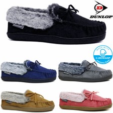 WOMENS MOCCASIN WARM SLIPPERS FAUX SUEDE SHEEPSKIN LOAFERS LINED LADIES SHOES