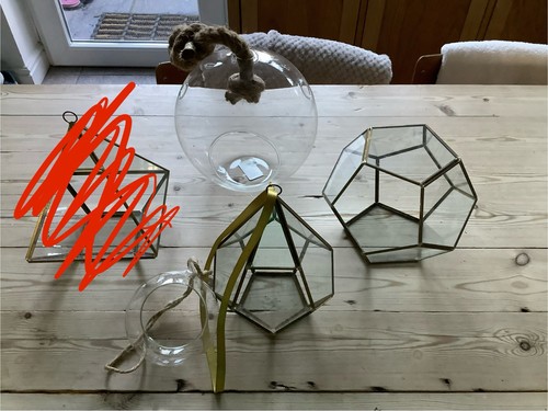Glass and brass house - brass,
