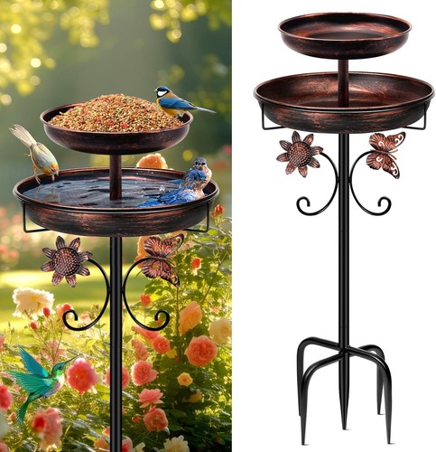 Metal bird bath freestanding - bird,