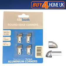 4 Pack Rounded Edge Corners - Tile Trim Aluminium 12mm Silver External Piece
