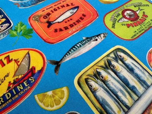 Retro sardine tin fabric fish - tin,