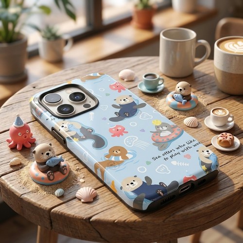 Cute sea otters tough phone - cute,