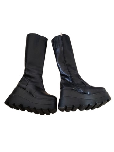 Black goth boots knee calf - black,