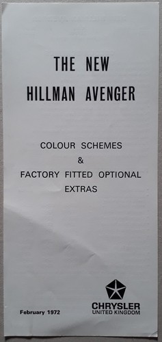Hillman avenger price colours - hillman,