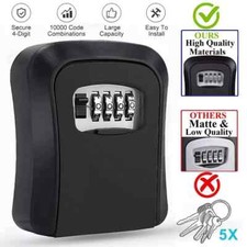 Wall Mounted Key Safe, Outdoor Security Key Lock Box 4 Combination Key Safes
