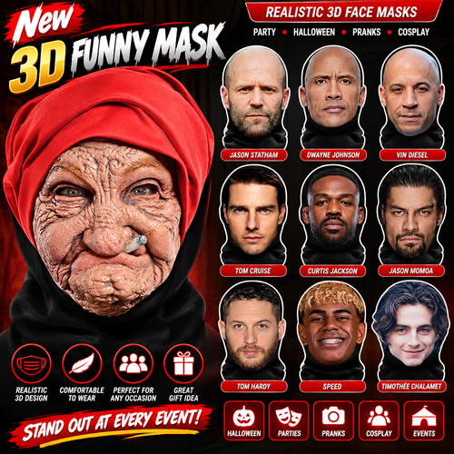 Funny realistic full face - 3d,