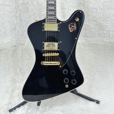 Custom Firebird Gloss Black Electric Guitar Gold Hardware HH Pickups 6 Strings