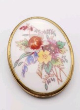 Royal Worcester Brooch C 1940s Vintage Floral Bone China Brooch 
