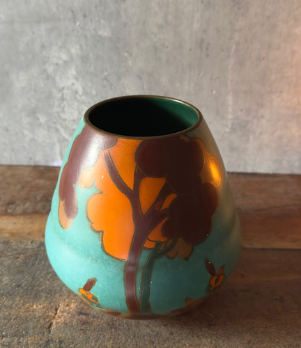 Arran pottery vase turquoise - pottery,