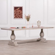 French Style Pedestal Rectangular Rustic Light Wooden Large 260cm Dining Table