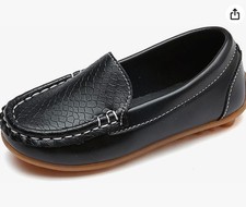 Kids Black Slip On Moccasin