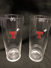 TENNENTS LAGER PERFECTLY CHILLED PINT GLASSES X2 PUB BAR COLLECTIBLES 
