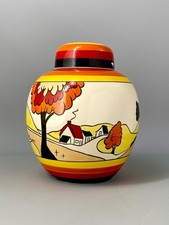 Wedgwood Clarice Cliff Bizarre Hand Painted House And Bridge 23cm Ginger Jar