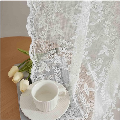 Vintage ivory lace curtains - curtains,