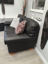 Black Leather Sofa 2-Seater