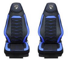 Black with Blue Eco Leather+Alcantara Seat Covers for Scania R 2004-2016 trucks