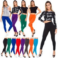 Womens Seamless Solid Plain Leggings High Waisted Stretchy Pants M-3XL FS29017