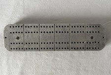 Vintage Hand Made Wood & Metal Aluminium Cribbage Board 2x24x6cm Approx