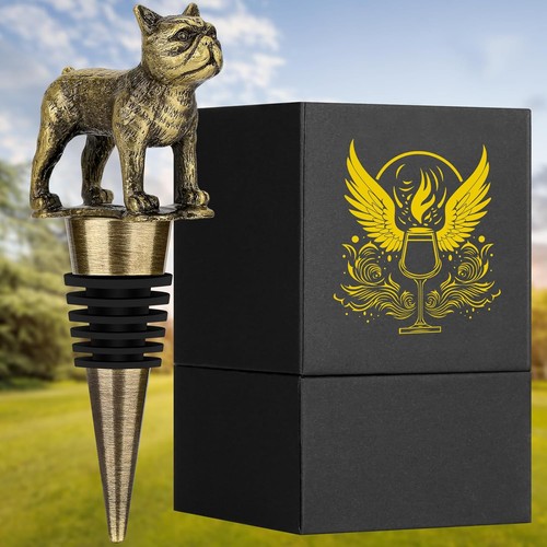 Bronze french bulldog wine - french,
