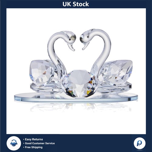 Elegant crystal swan couple - crystal,