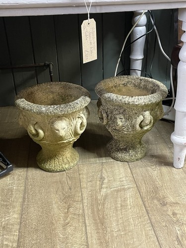 Pair cast stone garden urns - pair,