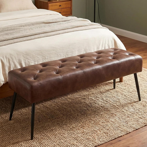 Button tufted ottoman - ottoman, bench