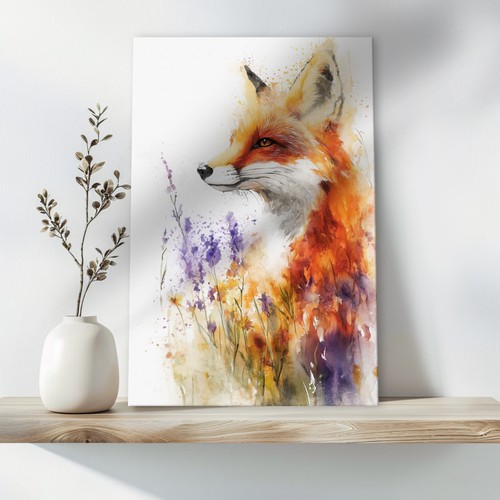 Fox watercolour canvas print - fox,