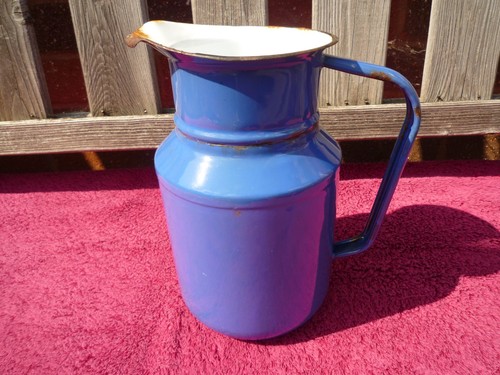 Vintage blue enamel tall - blue,