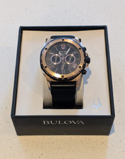 Bulova Marine Star Men's Black Dial Black Rubber Strap Watch 98B104 ⌚Low price!