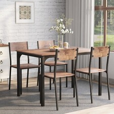 5 Pieces Dining Table and 4 Chairs Set Kitchen Home Bar Restaurant Metal Frame